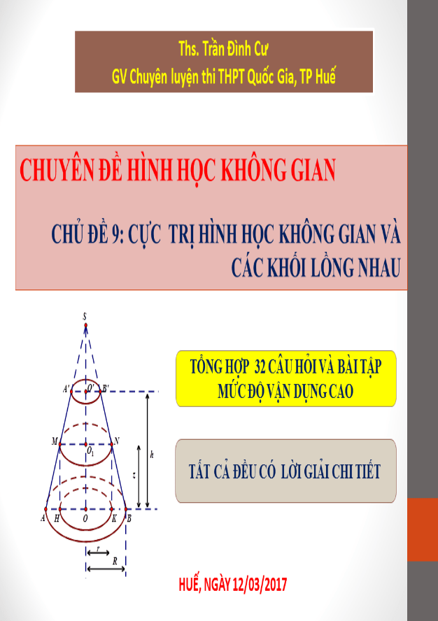 Bài toán cực trị hình học không gian và các khối lồng nhau - Trần Đình Cư